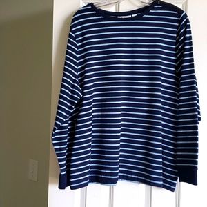 D&Co Size L, pullover blouse, long-sleeved,  Blue Striped